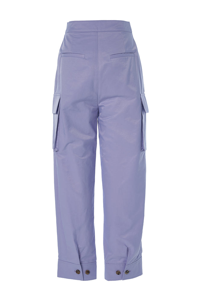 Cotton Blend Cargo Pant in Purple