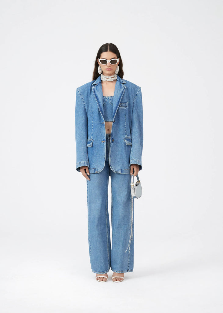 Oversized Denim Blazer in Blue