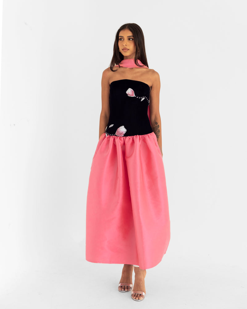 Twin Eden Bloom Gown in Hot Pink and Black