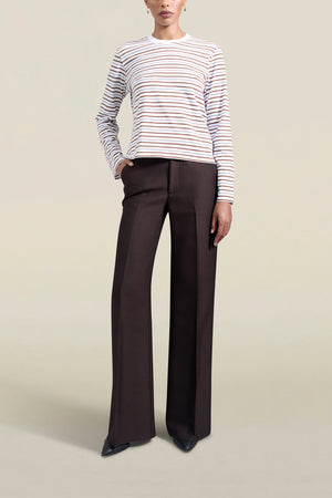 Wynn Long Sleeve T-Shirt in Espresso Multi Stripe