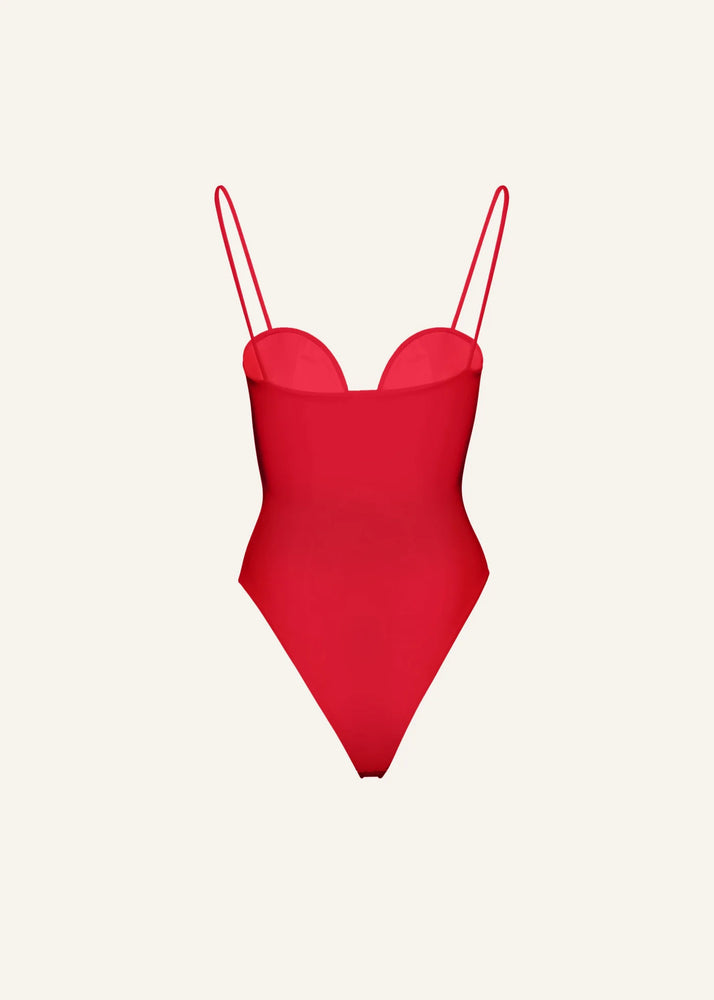 Retro Bustier Swimsuit in Red