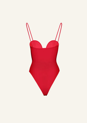 Retro Bustier Swimsuit in Red