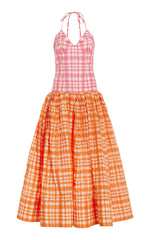 Pitch Perfect Cocktail Dress in Pink and Orange Plaid