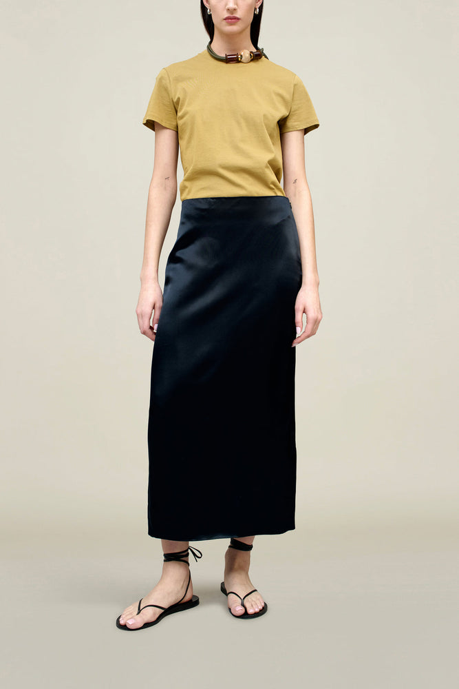 Emilee Pencil Skirt in Midnight Liquid Twill