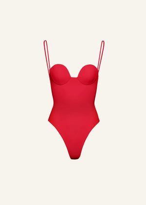 Retro Bustier Swimsuit in Red