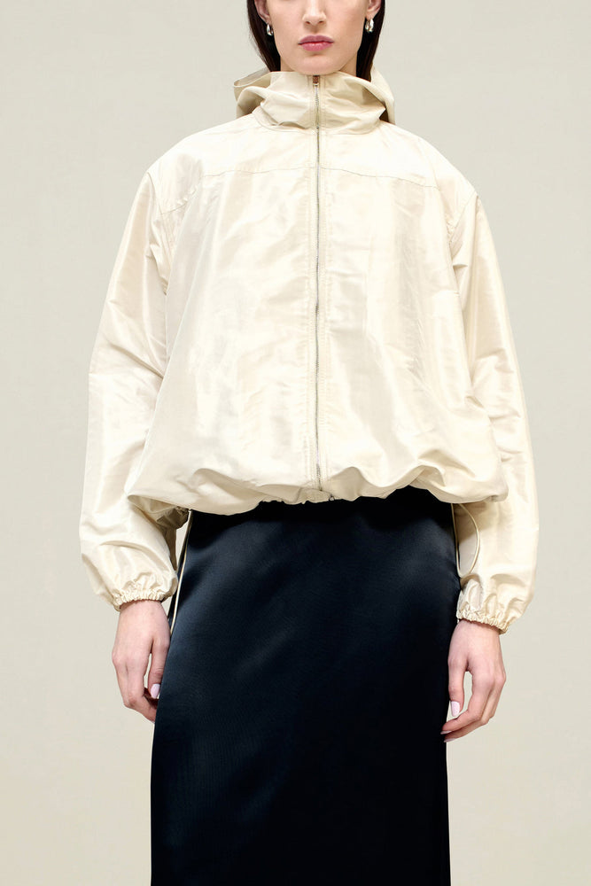 Suri Windbreaker in Ivory Silk Taffeta