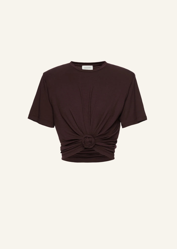 Knotted Jersey T-Shirt in Brown