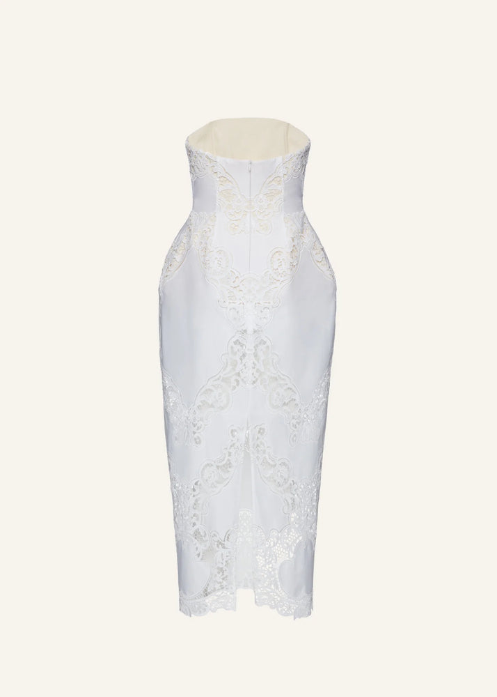 Strapless Hourglass Lace Corset Dress in White