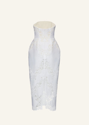 Strapless Hourglass Lace Corset Dress in White