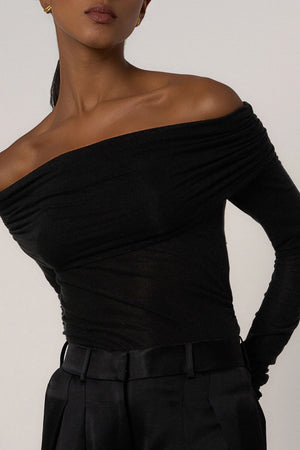 Off Shoulder Jersey Top in Black