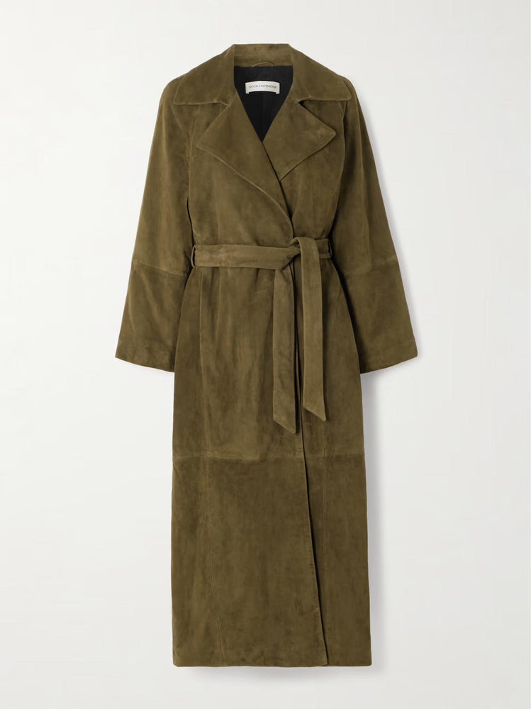 Althea Coat in Olive Suede