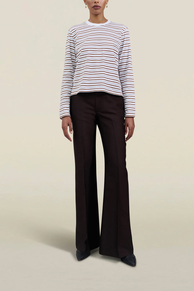 Wynn Long Sleeve T-Shirt in Espresso Multi Stripe