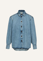 Classic Oversized Button Down Denim Shirt in Blue