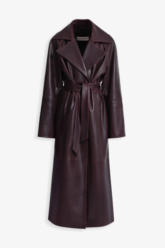 Althea Coat in Dark Plum Leather