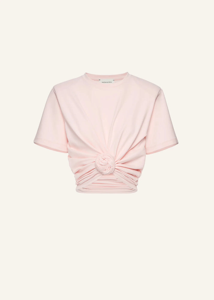 Knotted Jersey T-Shirt in Pink