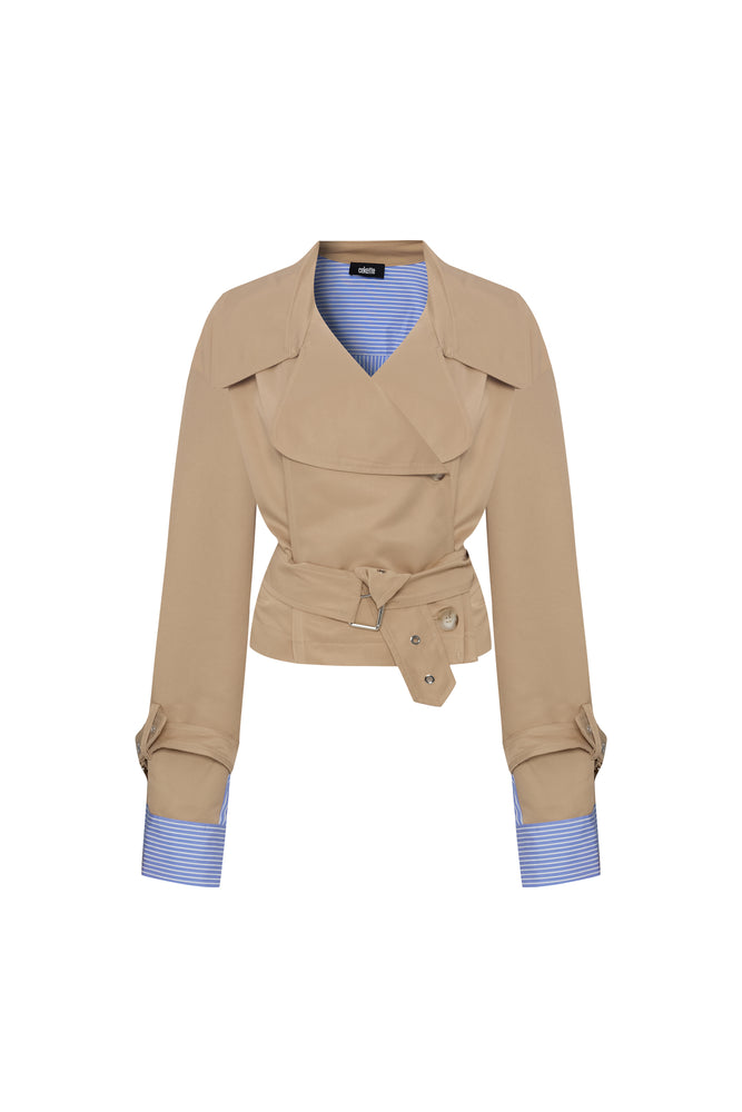 Short Gabardine and Cotton Trenchcoat