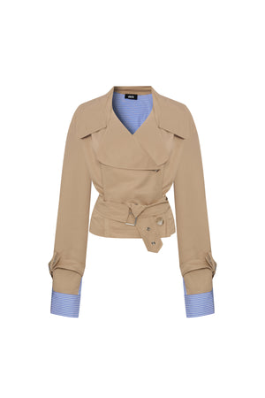 Short Gabardine and Cotton Trenchcoat