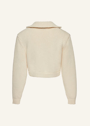 Classic Polo Sweater in Cream Cotton