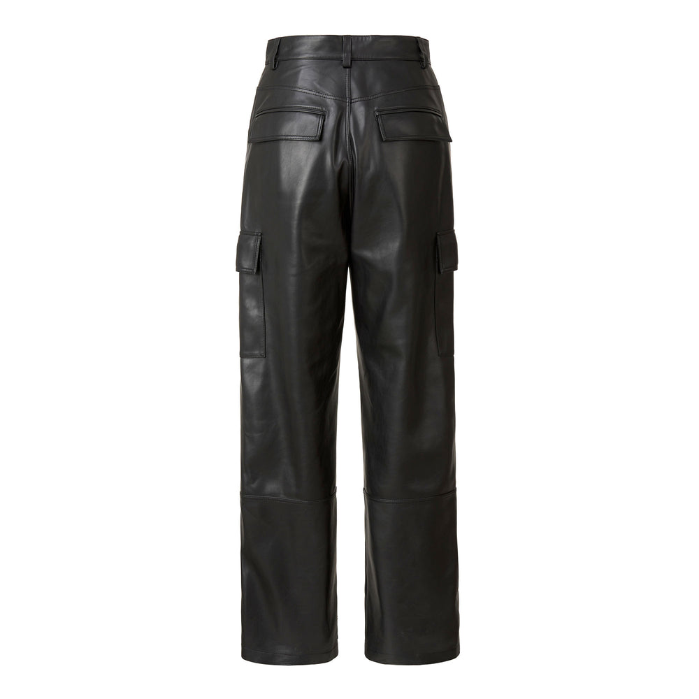 
            
                Load image into Gallery viewer, Baggy Boyfriend Cargo Faux Leather Pants in Black
            
        