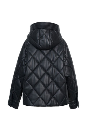 Faux Leather Shell Quilted Jacket