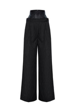 Double Waisted Leather Pinstripe Pants