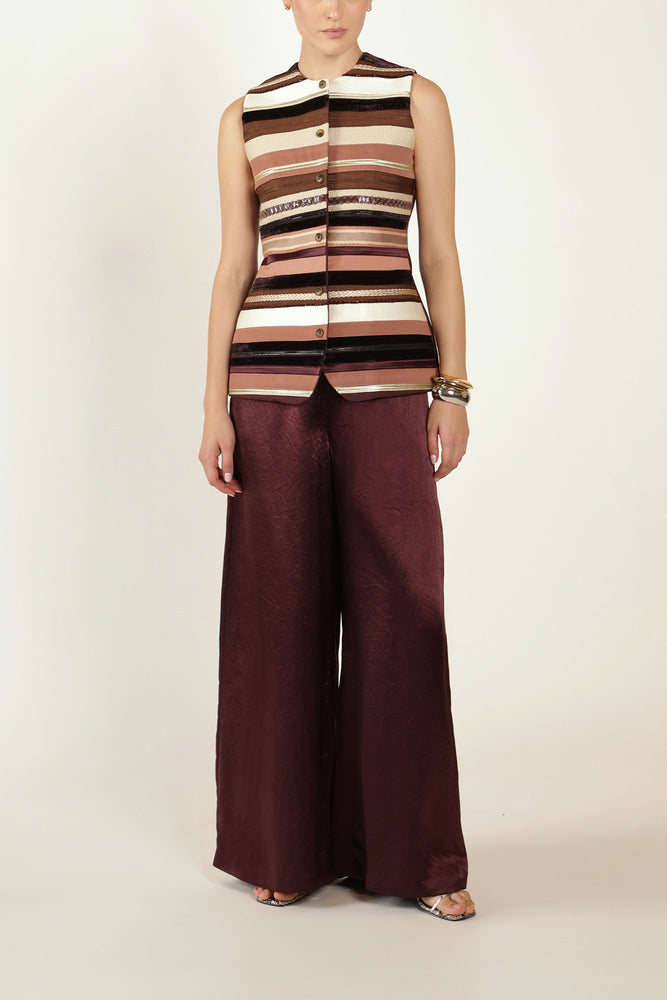 Satin Trousers in Aubergine