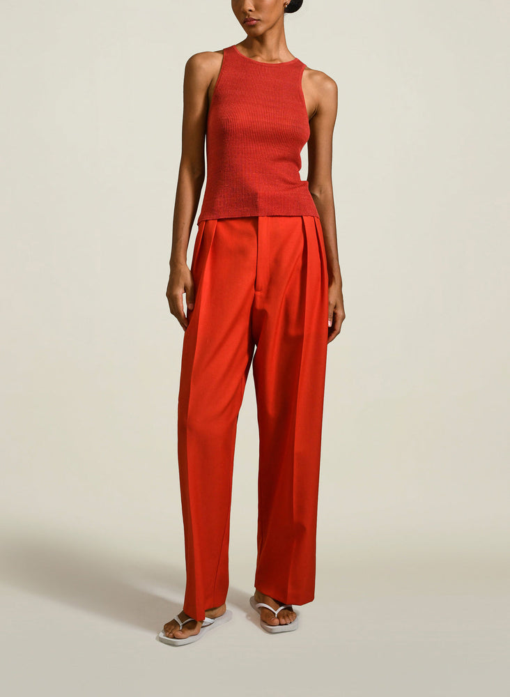 Houghton Pleated Trouser in Tomato