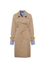 Long Gabardine and Cotton Trenchcoat