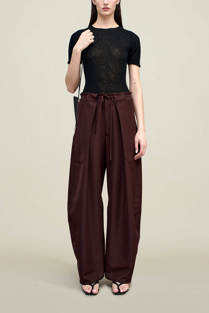 Clemence Pant in Mahogany Gazar Suiting