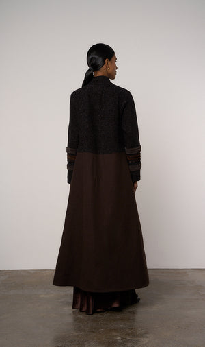 Two Tone Salam Farwa in Chocolate/Brown