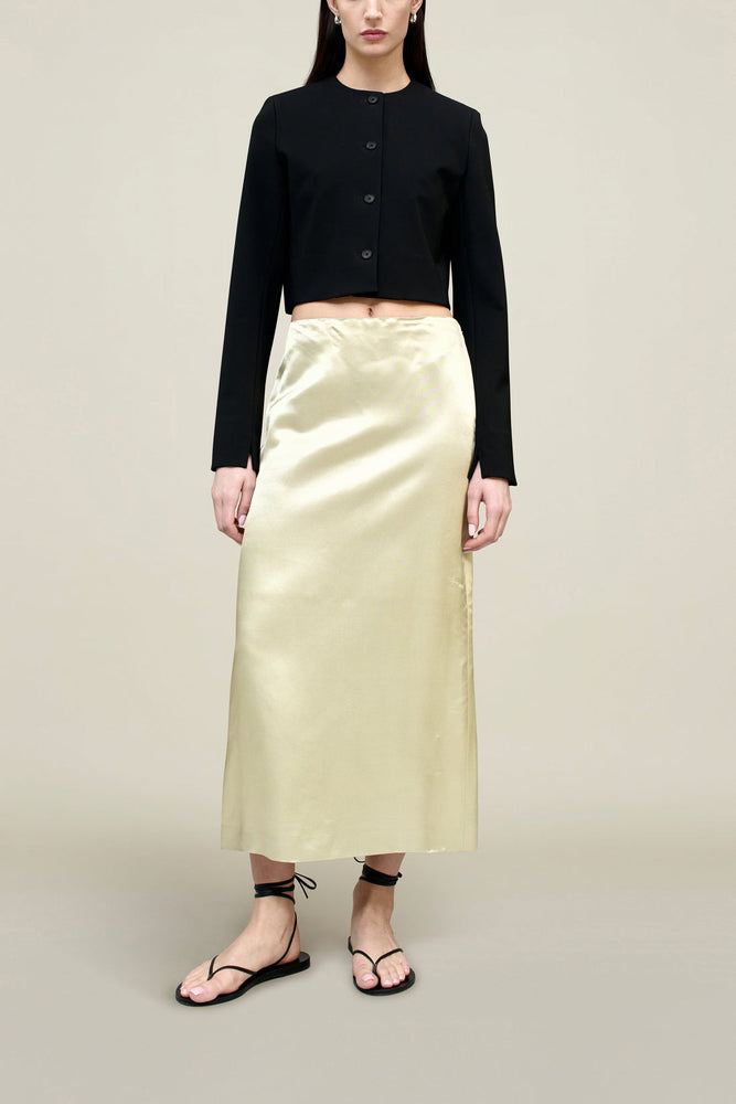 Emilee Pencil Skirt in Limestone Liquid Twill
