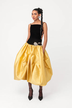 Eden Bloom Dress in Black & Yellow