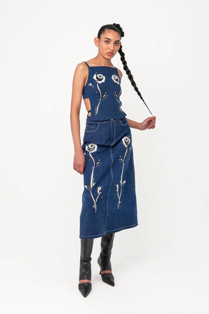 
            
                Load image into Gallery viewer, American Beauty Midi Skirt in Denim
            
        