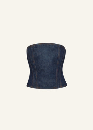 Strapless Stitched Corset in Navy