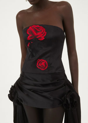 Corset Top in Black Embroidery