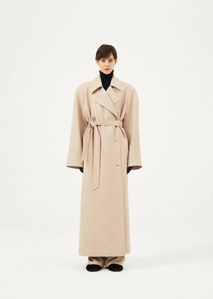 
            
                Load image into Gallery viewer, Cashmere Wrap Coat in Beige
            
        