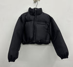 Wool Silk Cropped Goose Down Jacket