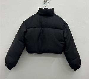 Wool Silk Cropped Goose Down Jacket