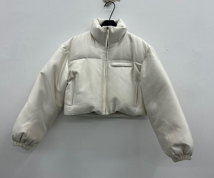 Wool Silk Cropped Goose Down Jacket