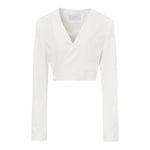 Criss Cross Cropped Jacket in White