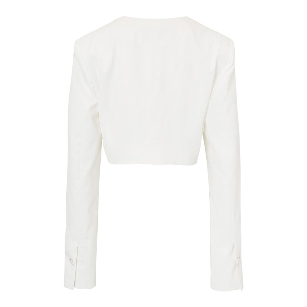 
            
                Load image into Gallery viewer, Criss Cross Cropped Jacket in White
            
        
