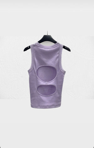 Back Cut Out Top in Lavender