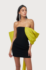 Mini Butterfly Dress in Black and Lime