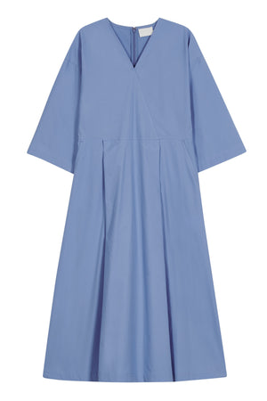 Cotton V Neck Pleated Dress