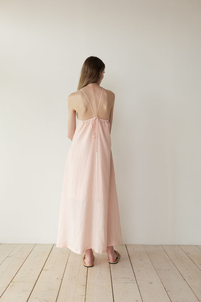 Linen Halter Dress in Pink