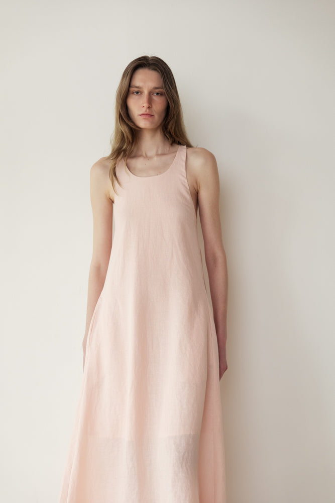 Linen Halter Dress in Pink