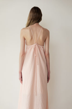 Linen Halter Dress in Pink