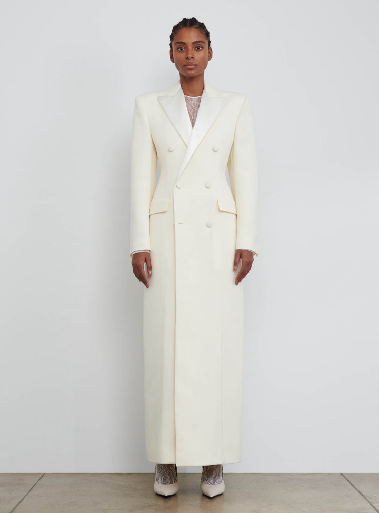 Long Blazer Dress in Off White - Main Image