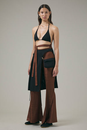 
            
                Load image into Gallery viewer, Akar Split Waist Full Length Flare Pants in Brown
            
        
