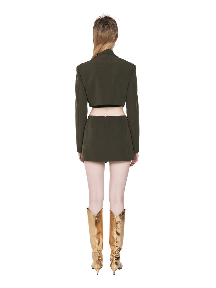 Tailored Blazer Mini Skirt in Khaki
